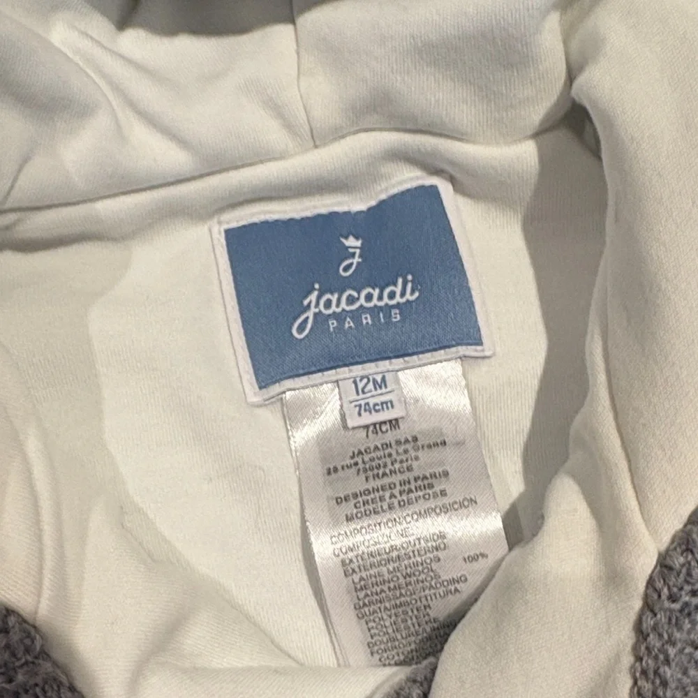 Jacadi Cream and Gray Baby Jacket - Picture 2 of 2